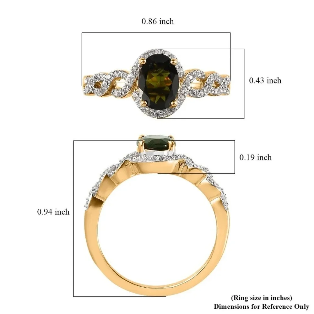 Chrome Tourmaline & White Ziron Halo Enfinity Style Ring.